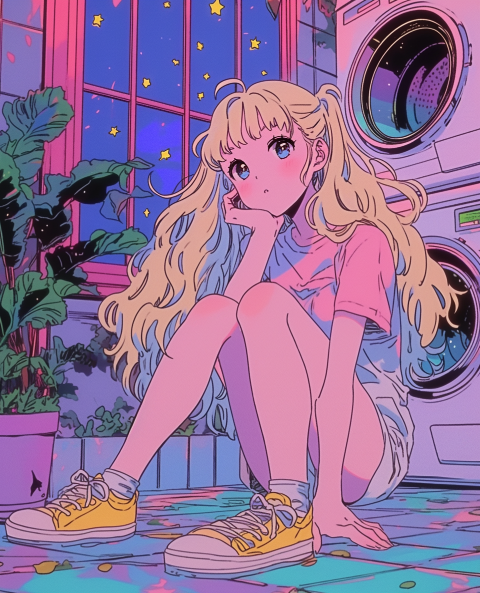 夜更けのランドリーで At the Late-Night Laundry – Hapicasso