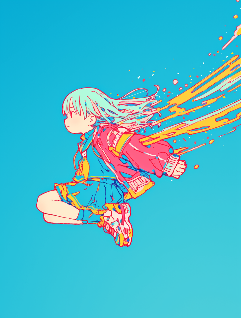 飛ぶ少女、夢の中で|アニメ・イラストレーション F3縦長 キャンバス 飛ぶ少女、夢の中で|アニメ・イラストレーション F3縦長 キャンバス