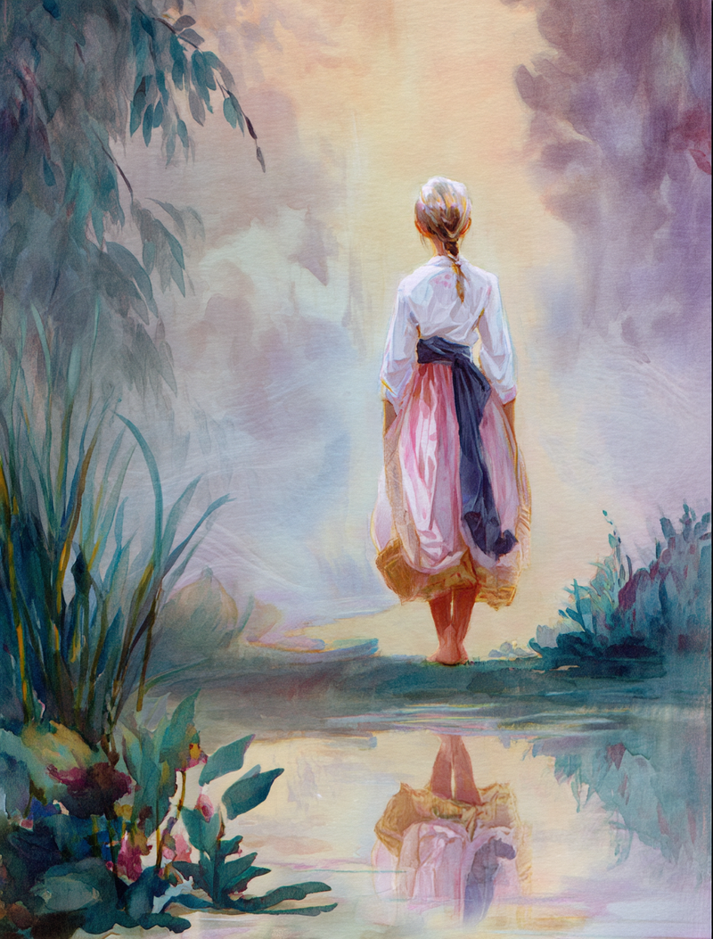 水鏡を渡る Crossing the Water Mirror