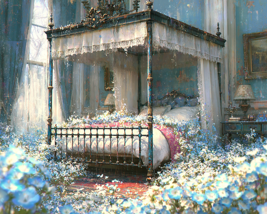 花に沈む寝室
