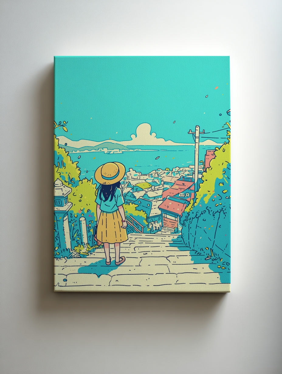 絵画 trip 見下ろす坂のまち The Town Below the Slope – Hapicasso