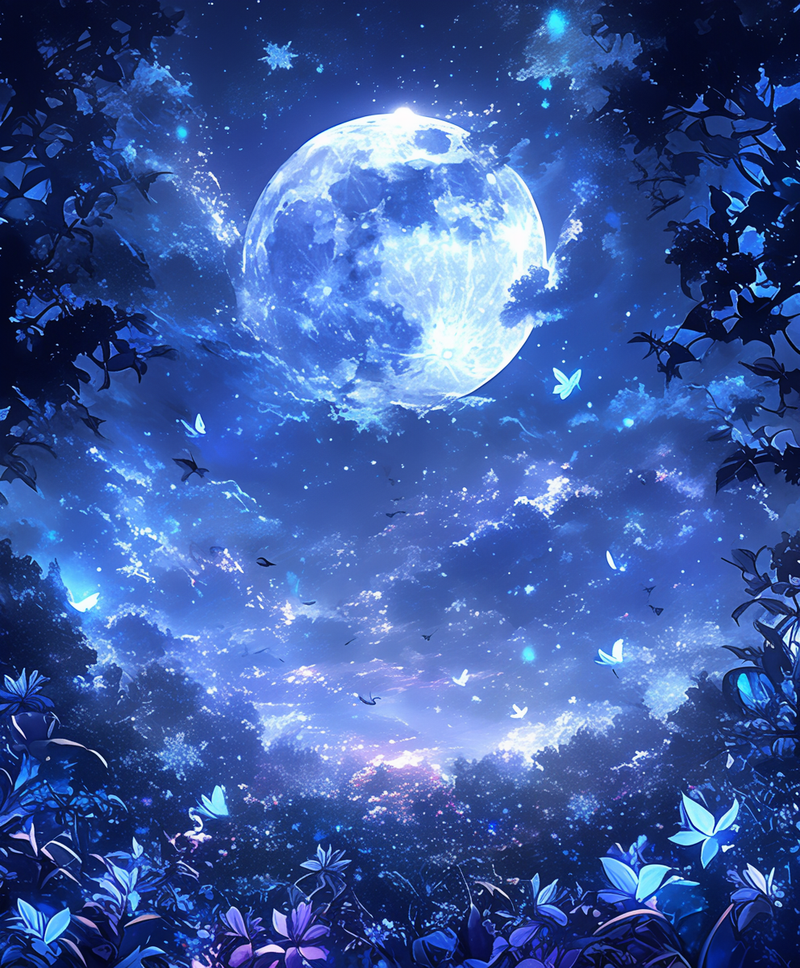 月下に舞う蝶たち Butterflies Beneath the Moonlight