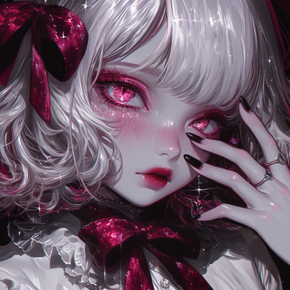 深紅にほどける視線 – Unraveling Gaze in Crimson