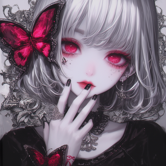 深紅に囁く蝶 – Crimson Whisper of Wings