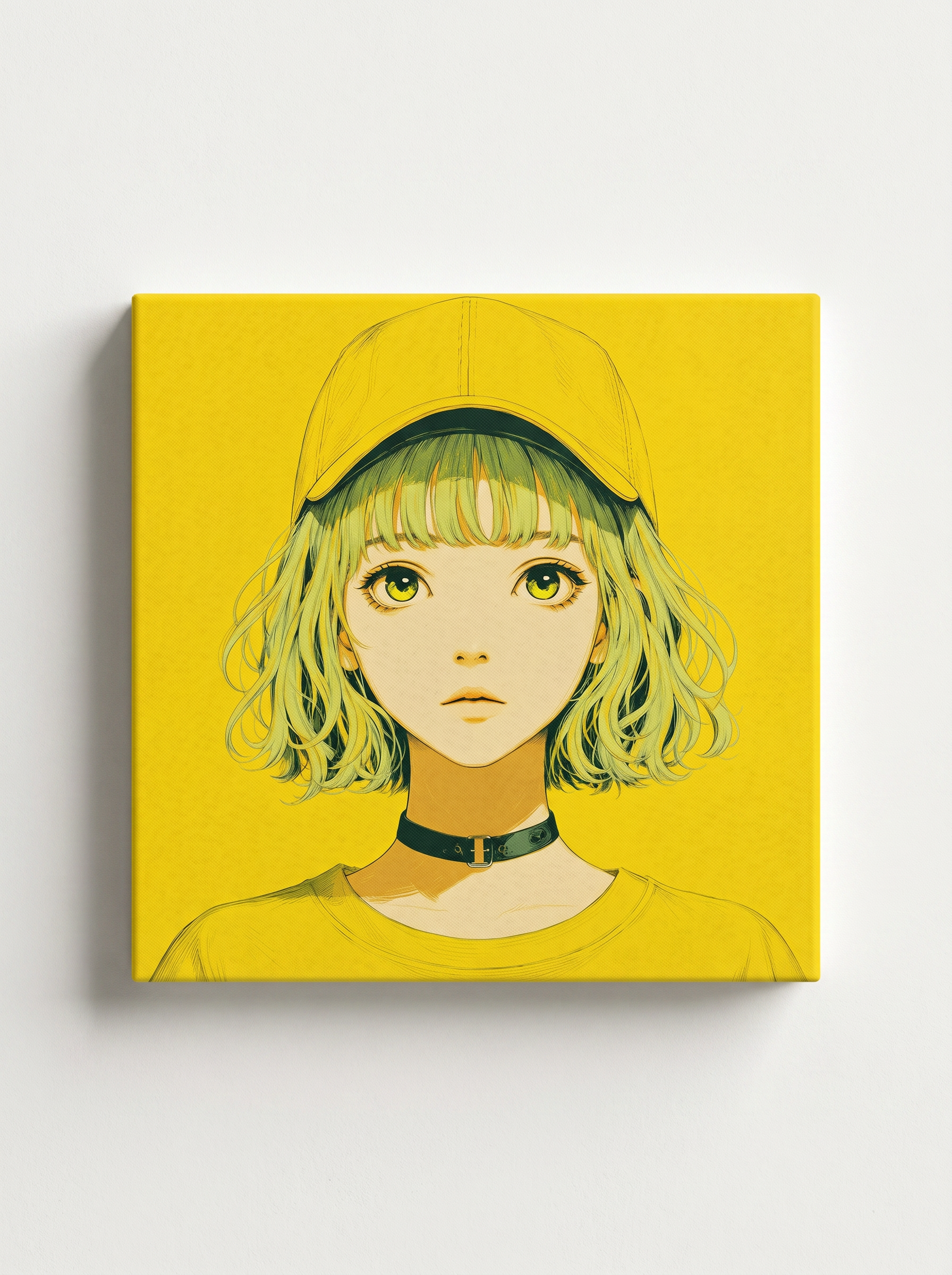 絵画　黄いかべ レモンキャップのまなざし | ユズキ アメ | Hapicasso – Hapicasso