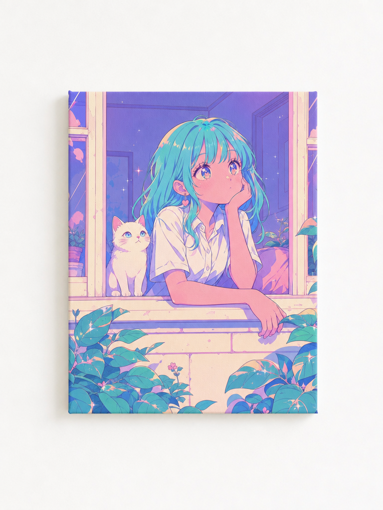 窓辺のきらきら｜イラストアート インテリアアート｜Hapicasso