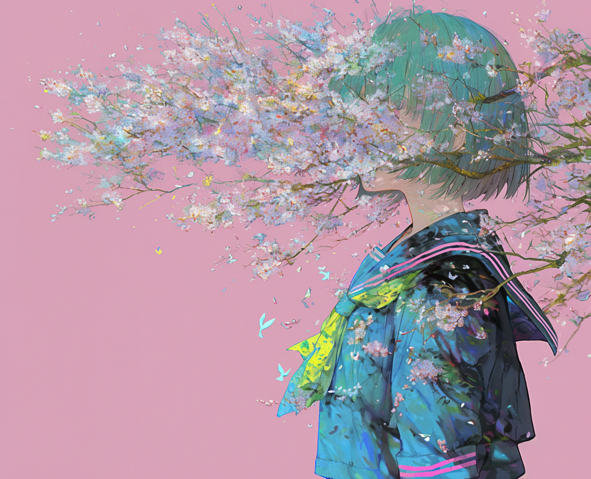 桜に溶ける輪郭 Blossoms into Silence